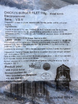 CHICKENBURGER ROND PANNE 800 GR MAHIDA