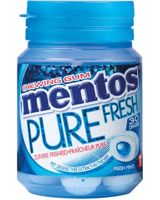 MENTOS GUM PURE FRESHMINT BOTTLE 30P (6-Pack)