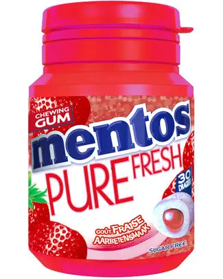 [025078 MENTOS GUM PURE FRESH STRAWBERRY 30 P] MENTOS GUM PURE FRESH STRAWBERRY BOTTLE 30P /60GR