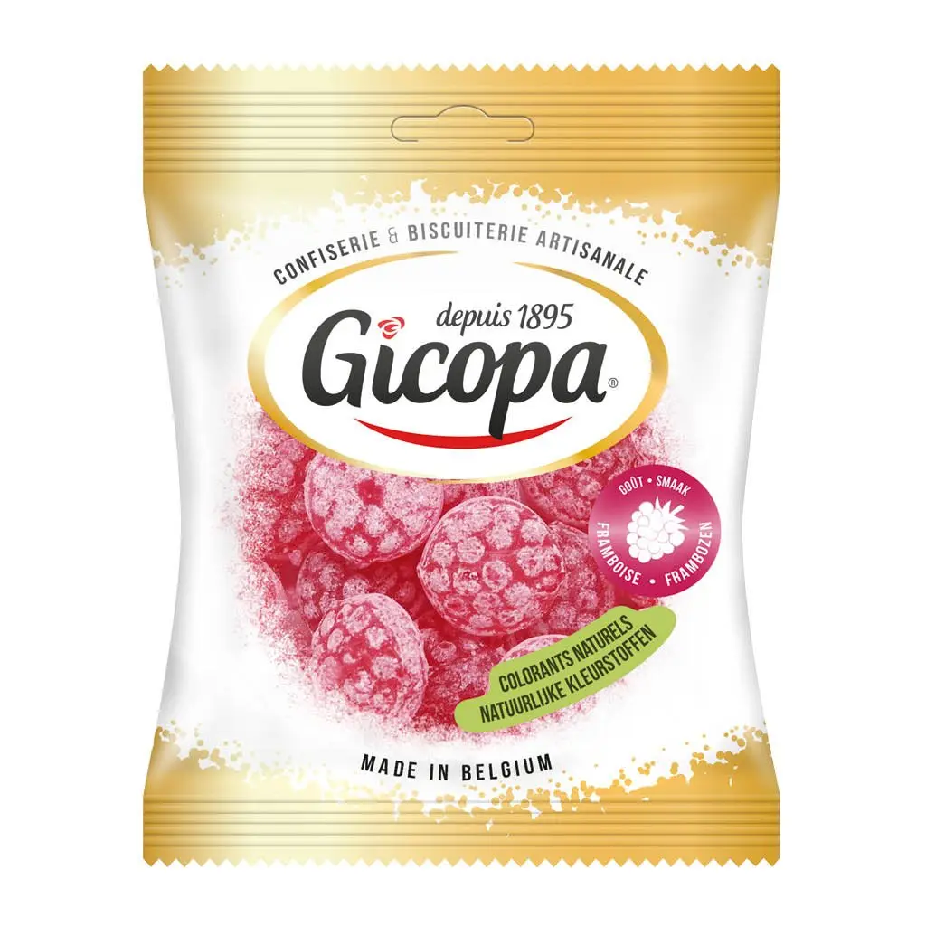 [305190 GICOPA FRAMBOISES 100 GR] GICOPA BOULES FRAMBOISES SACHET 100GR X 24