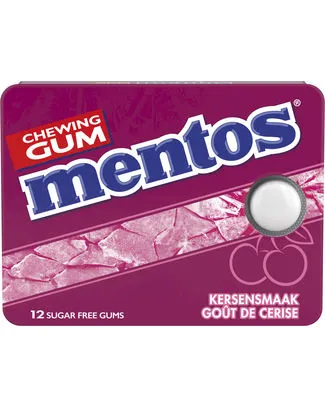 [025041] MENTOS GUM CHERRY BLISTER 12P