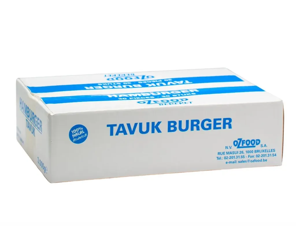 HAMBURGER POULET ROND HELAL 30X100G OZFOOD2