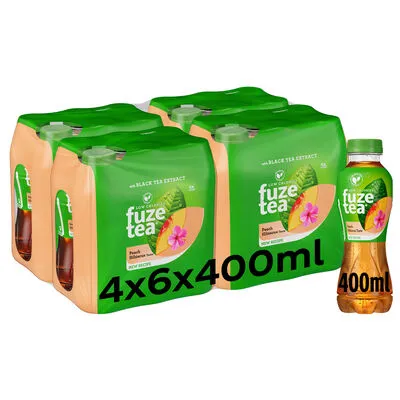 FUZE TEA BLACK TEA PEACH HIBISCUS PET 400ML 6-PACK