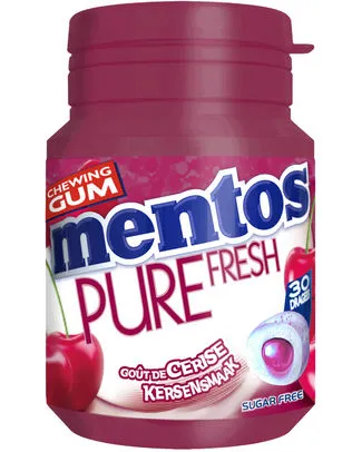 [025069] MENTOS GUM PURE FRESH CHERRY  30P/60 GR X 6