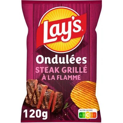 [045084] LAY S CHIPS ONDULEES BBQ STEAK 120GR X 16