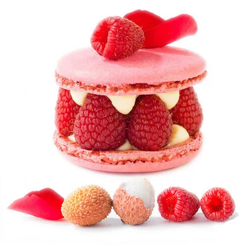 M&A MACARONS ISPAHAN 8CM CREME ROSE LITCHIS FRAMBOISE 12X100GR