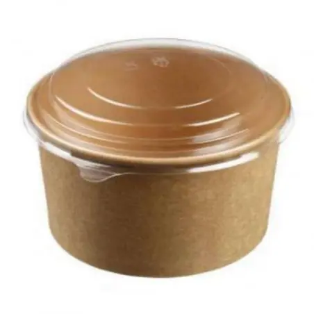 [9102 BOL SALADE 1100 CC] Bol salade kraft rond 1100 cc – 25 bols + 25 couvercles