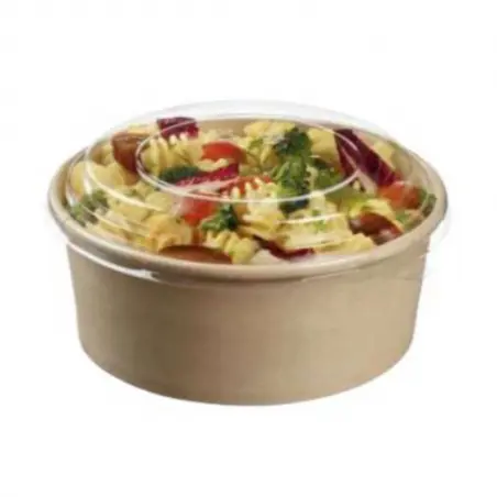 [9103 BOL SALADE 1300 CC] Bol salade kraft rond 1300 cc – 25 bols + 25 couvercles