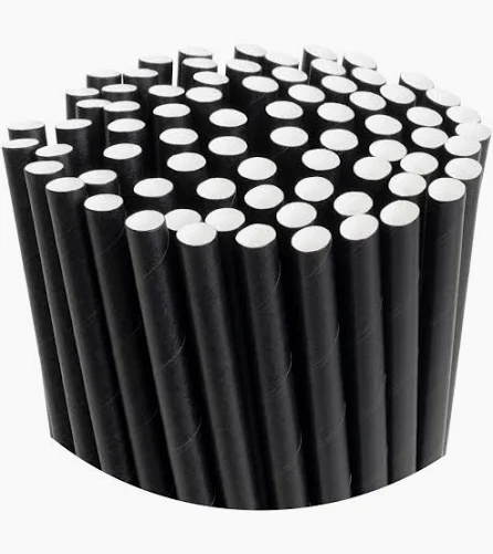 [RIET07 PAILLES] Pailles noires Kraft 6x200mm 100pcs/Ctn
