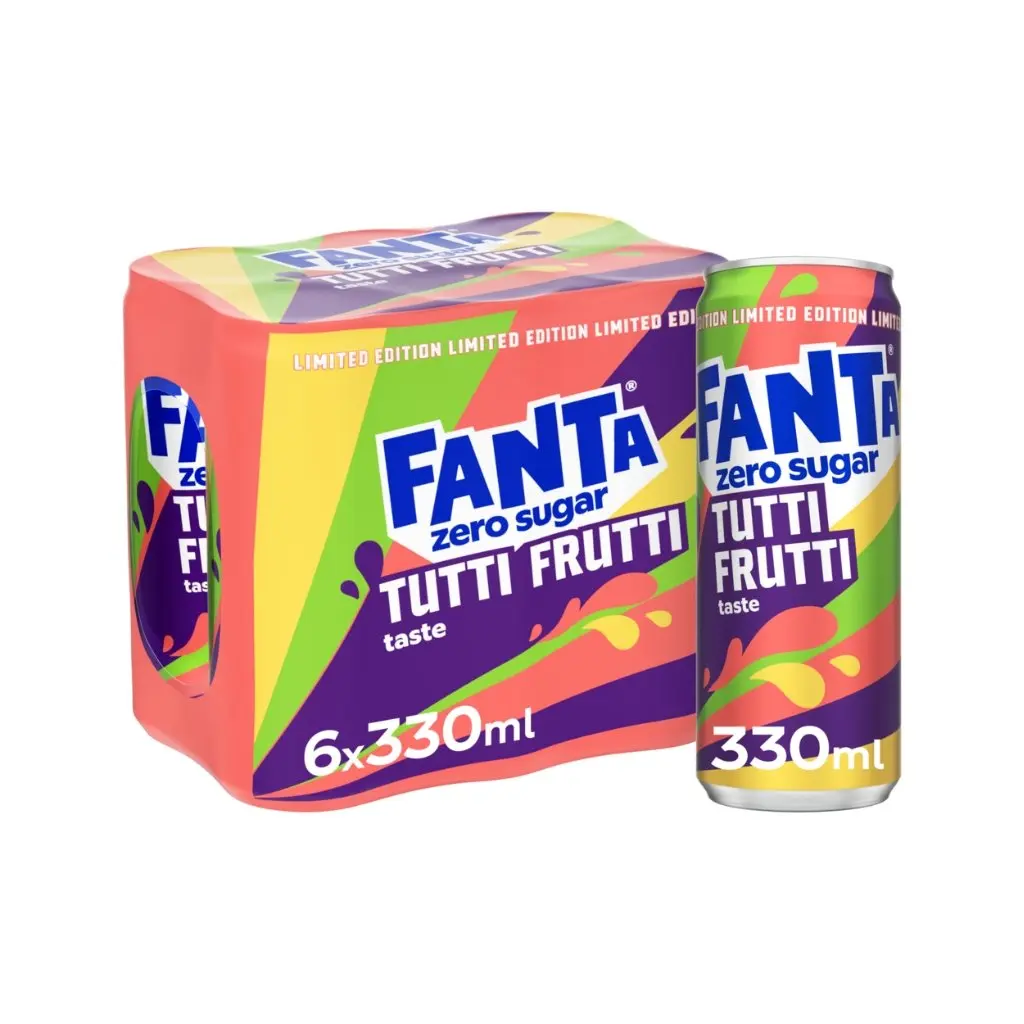 [051989 FANTA TUTTI 33] FANTA TUTTI FRUTTI ZERO SLEEK CANS 33CL 6-PACK (x4)
