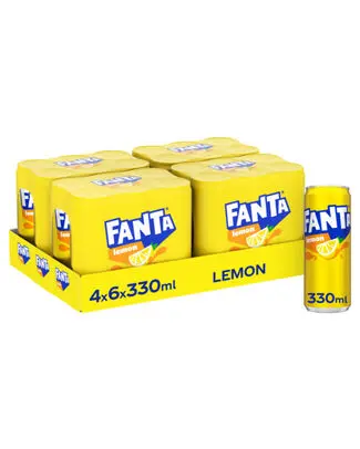 [052016 FANTA LEMON 33] FANTA LEMON SLEEK CANS 33CL 6-PACK 24-Pack