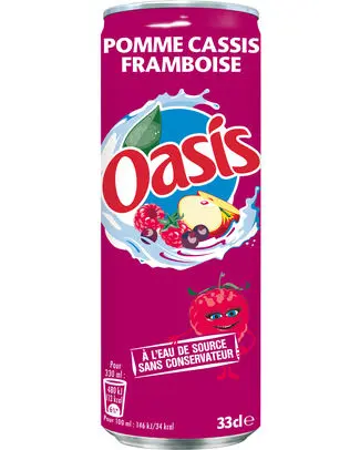 [052777 OASIS POMME CASSIS FRAMBOISE 33 CL] OASIS POMME-CASSIS-FRAMBOISE SLEEK CANS 33CL - 24-Pack