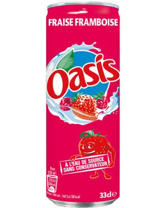 [052779 OASIS FRAISE FRAMBOISE 33 CL] OASIS FRAISE-FRAMBOISE SLEEK CANS 33CL X 24